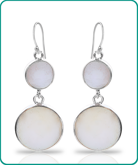 Sterling Silver Mother of Pearl Double Drop Dangle Earrings