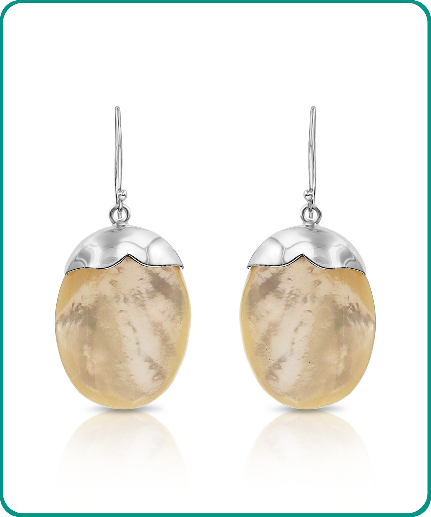 Sterling Silver and Mother of Pearl Oval Dangle Earrings