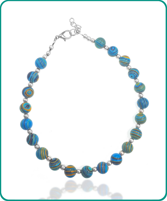 BESHEEK | Blue Calsilica Stone Artisan Beaded Anklet