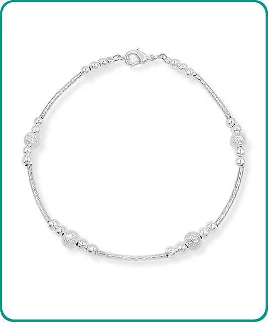 BESHEEK | Silvertone Tube Artisan Chain Anklet