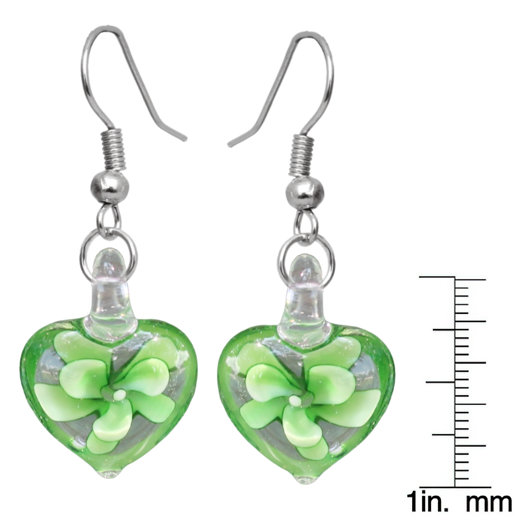 BESHEEK | Handmade Flower Heart Glass Sterling Silver Earrings