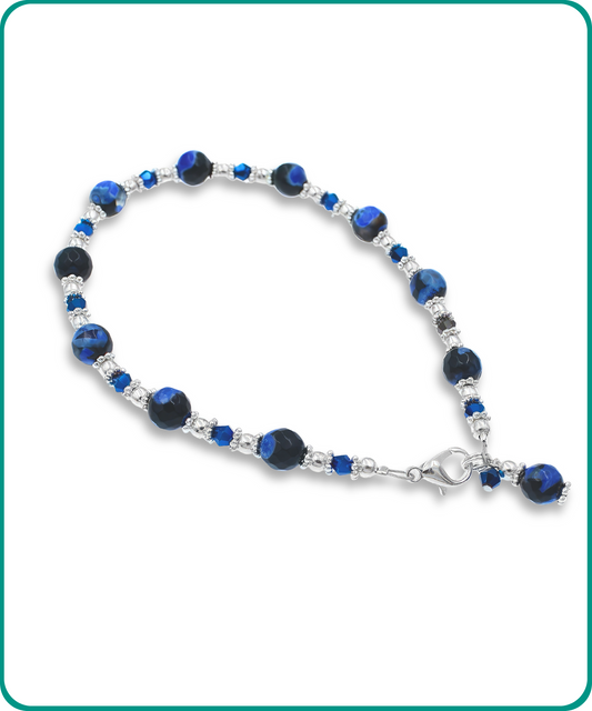 BESHEEK | Blue Calsilica Faceted Stone Artisan Beaded Anklet