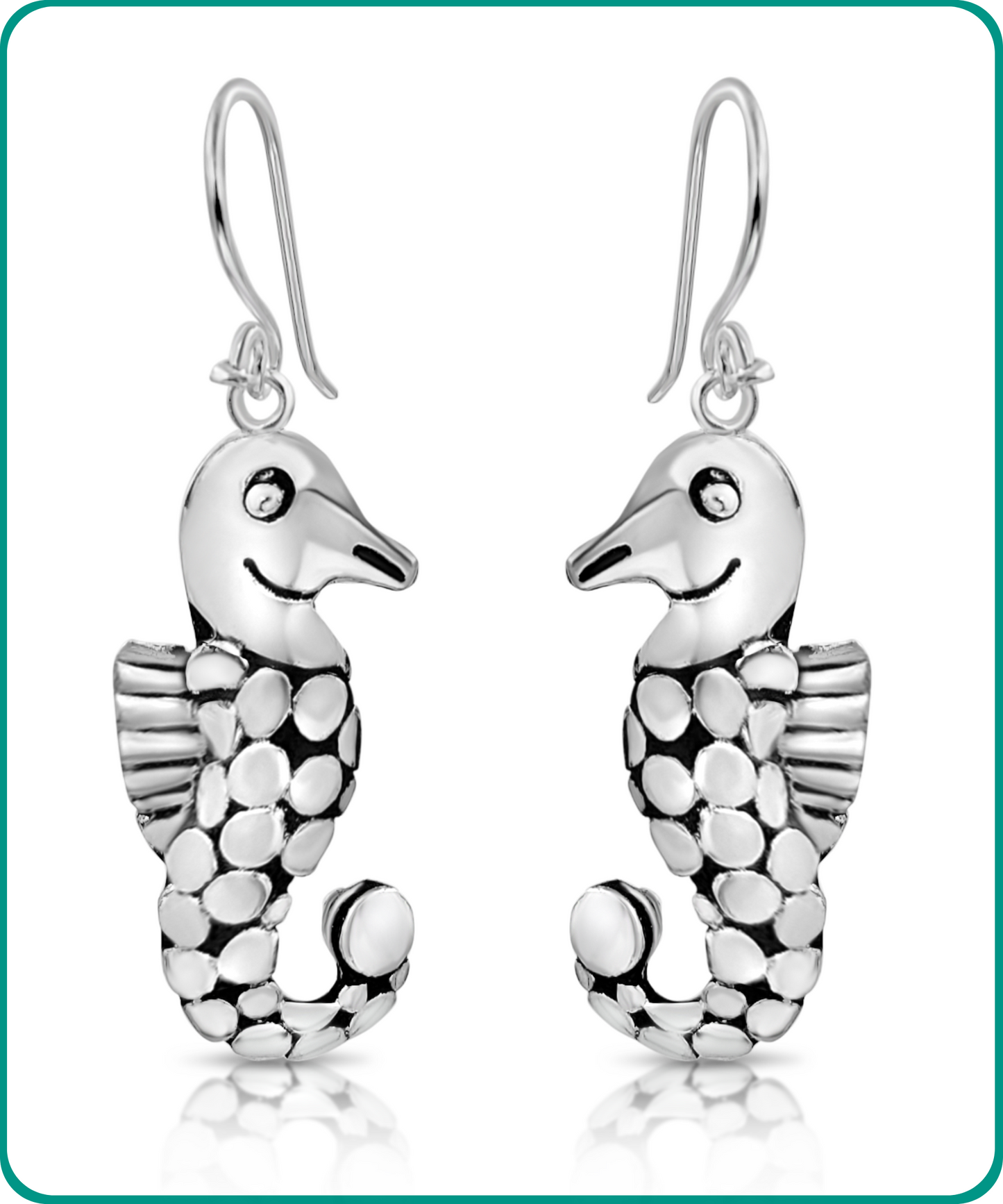 Sterling Silver Seahorse Bubble Drops Earrings