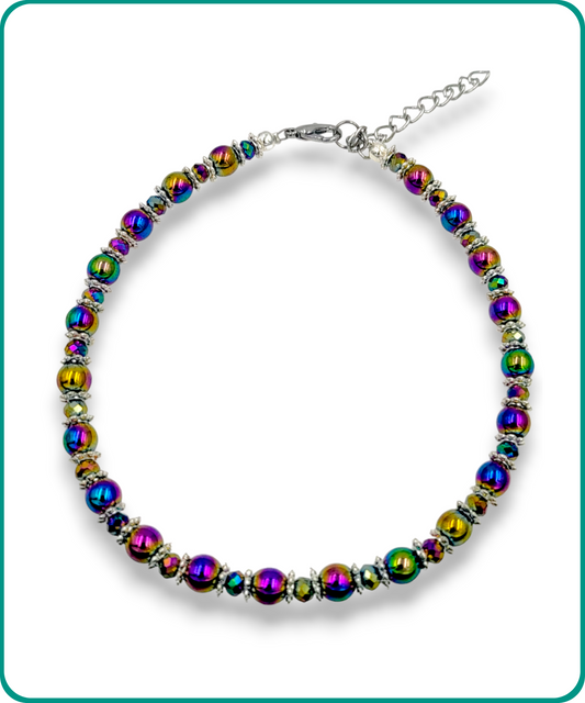 BESHEEK | Rainbow Hematite Stone Artisan Beaded Anklet