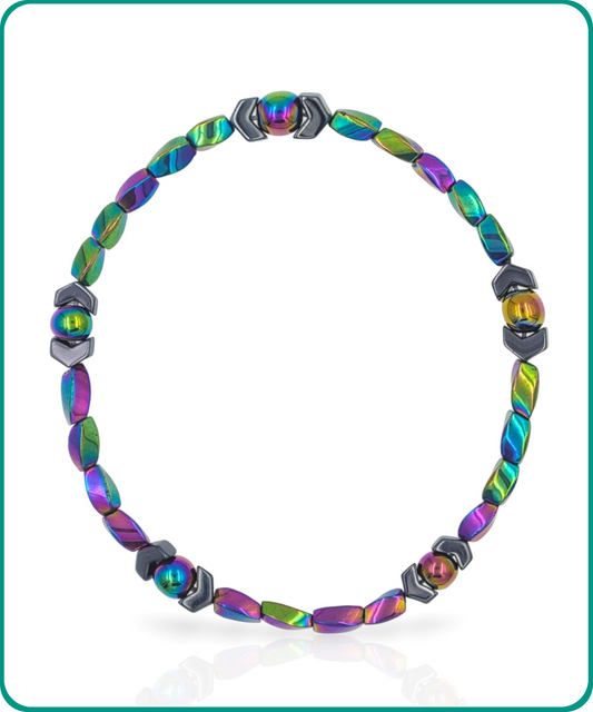 BESHEEK | Twist Rainbow Hematite Stone Artisan Beaded Anklet