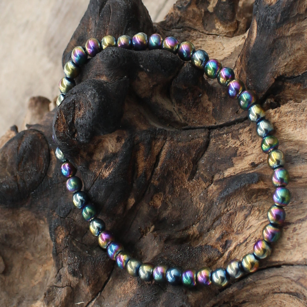 Magnetic Rainbow Vitrail Hematite Stretch Anklet KIT