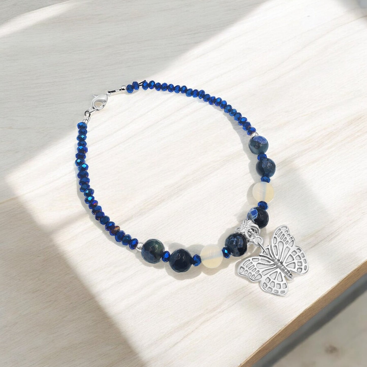 Blue Calsilica Butterfly Anklet KIT