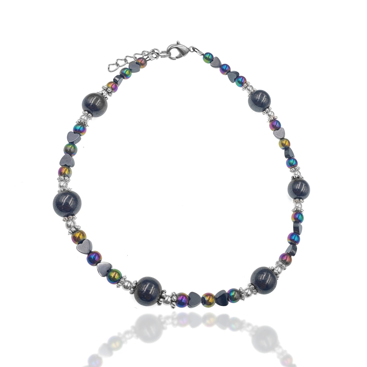 Silvertone & Hematite Heart Adjustable Anklet KIT