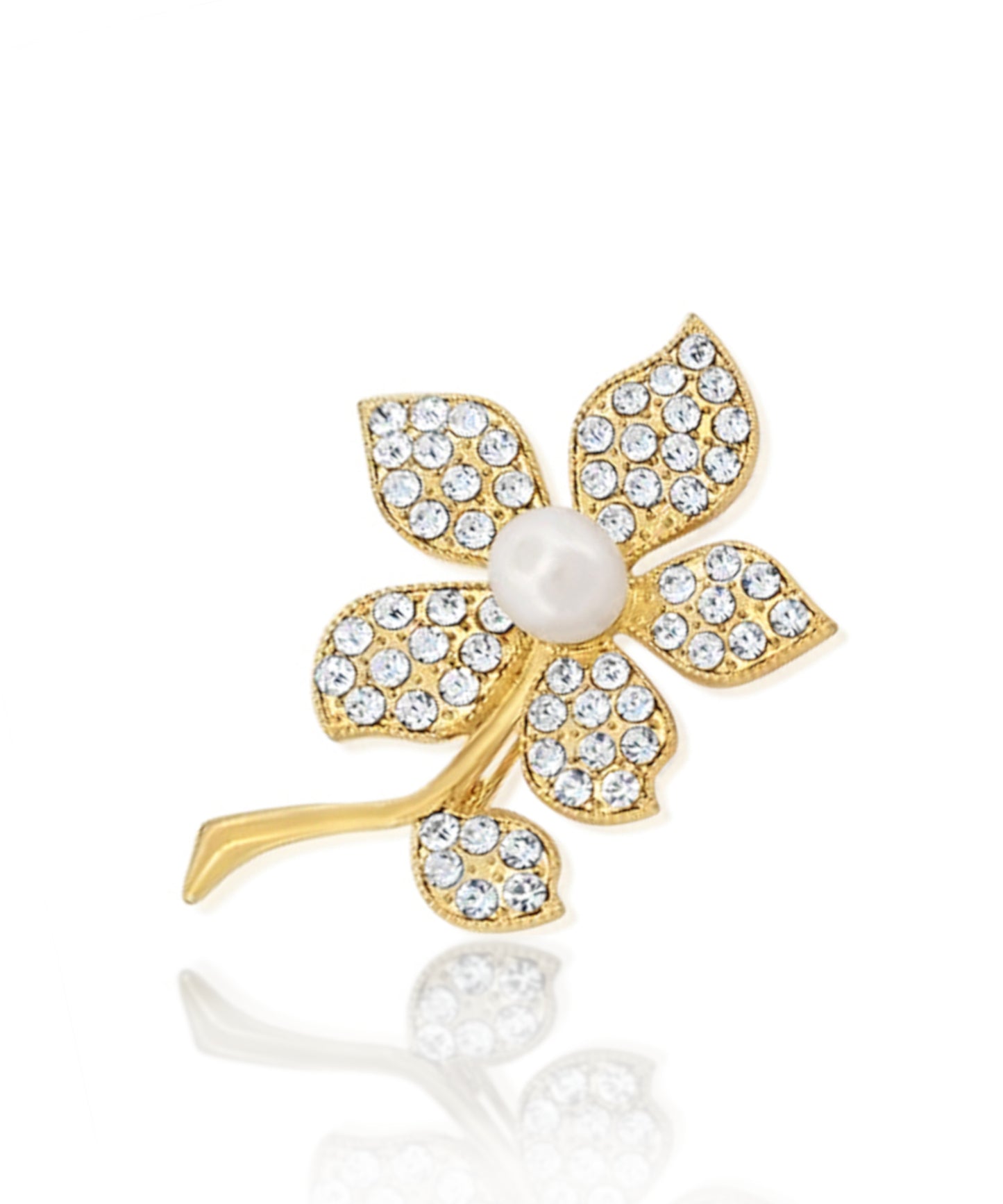 BESHEEK | Goldtone Rhinestone Flower Brooch