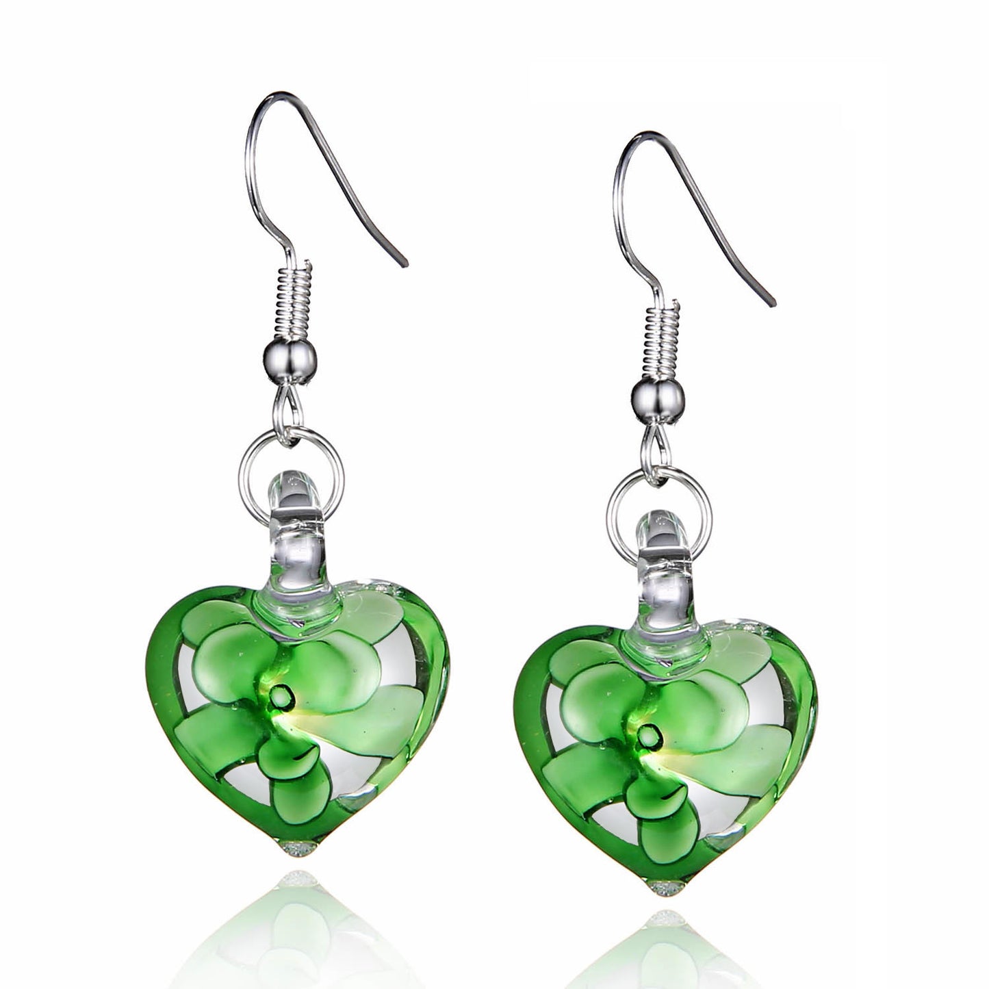 BESHEEK | Handmade Flower Heart Glass Sterling Silver Earrings