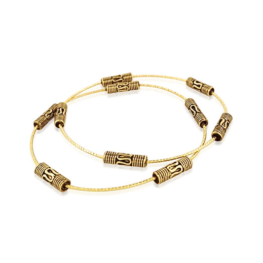 BESHEEK Silvertone Tibetan Rope Bangle Bracelet (Set of 2)| Handmade Hypoallergenic Boho Beach Gala Wedding Style Jewelry