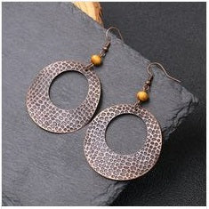BESHEEK COPPER HAMMERED HOOPS - LIFESTYLE EARRINGS | Hypoallergenic Boho Beach Gala Wedding Style Fashion Earrings