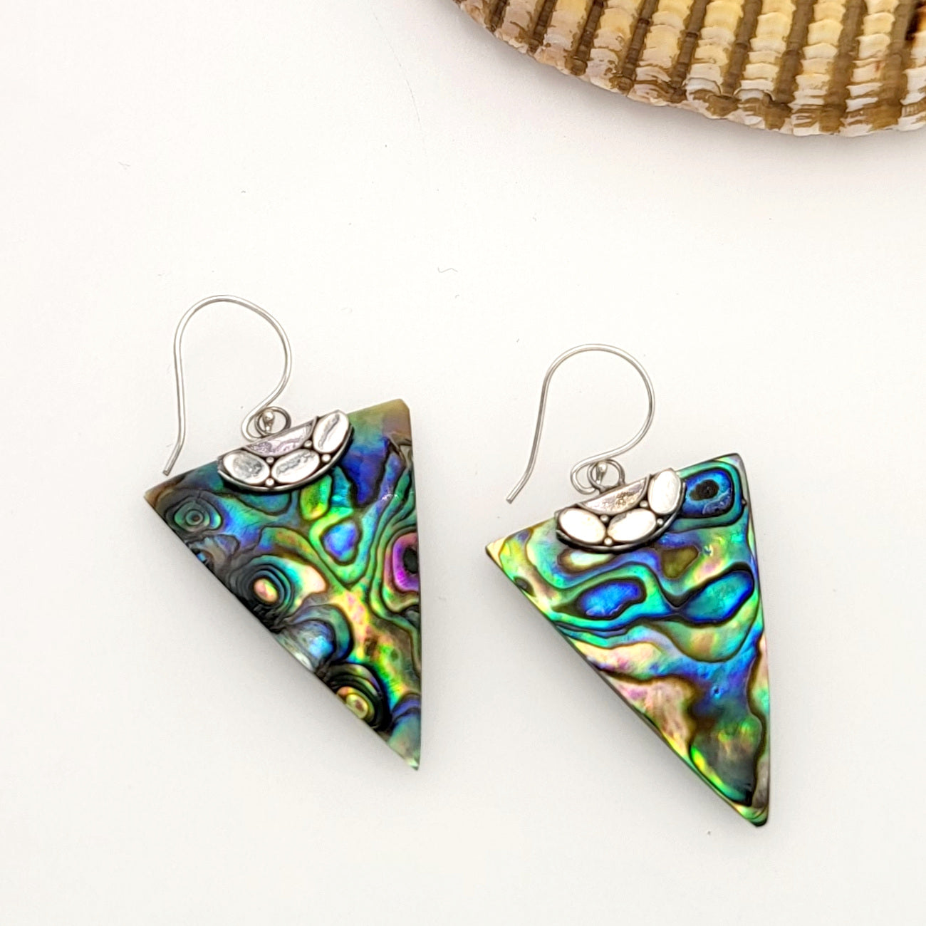 Sterling Silver and Abalone Arrow Dangle Earrings