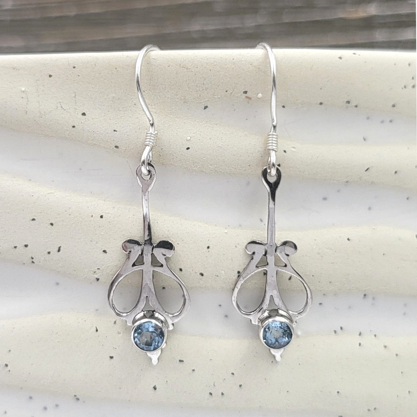 Sterling Silver and Gemstone Filigree Dangle Earrings