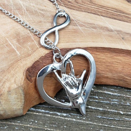 Silvertone Love Sign Language Necklace