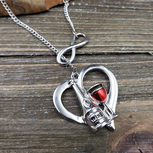 Silvertone Love Wine Necklace