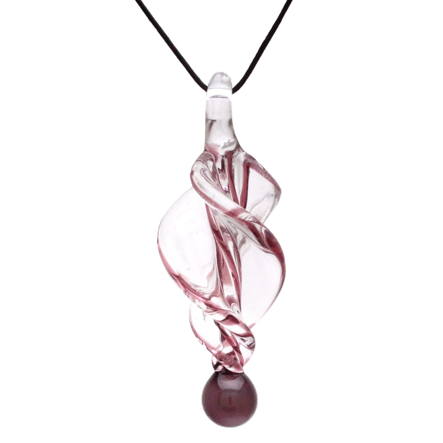 BESHEEK Handmade Murano Inspired Blown Glass Lampwork Art Purple Tornado Twist Necklace Pendant ? Handcrafted Artisan Hypoallergenic Italian Style Jewelry