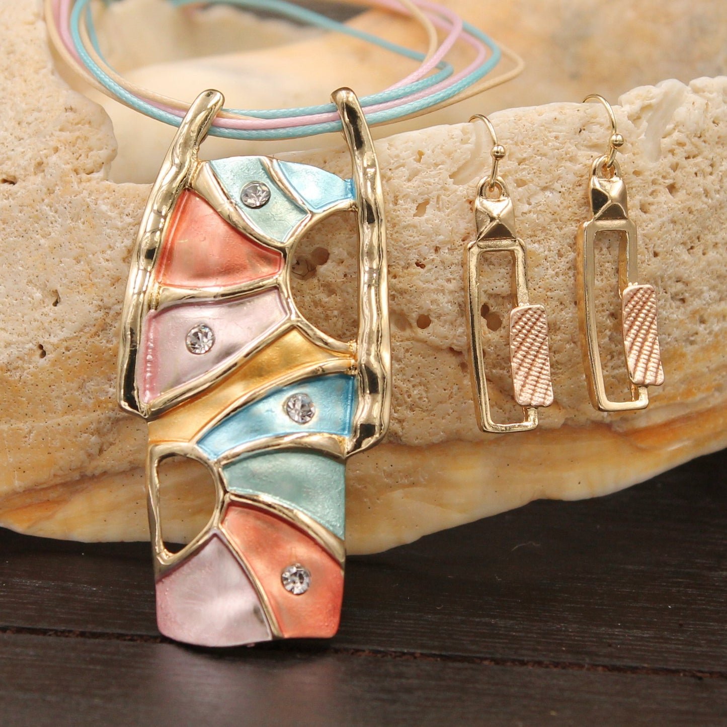 Goldtone "Abstract and Interesting" Pendant and Necklace Set