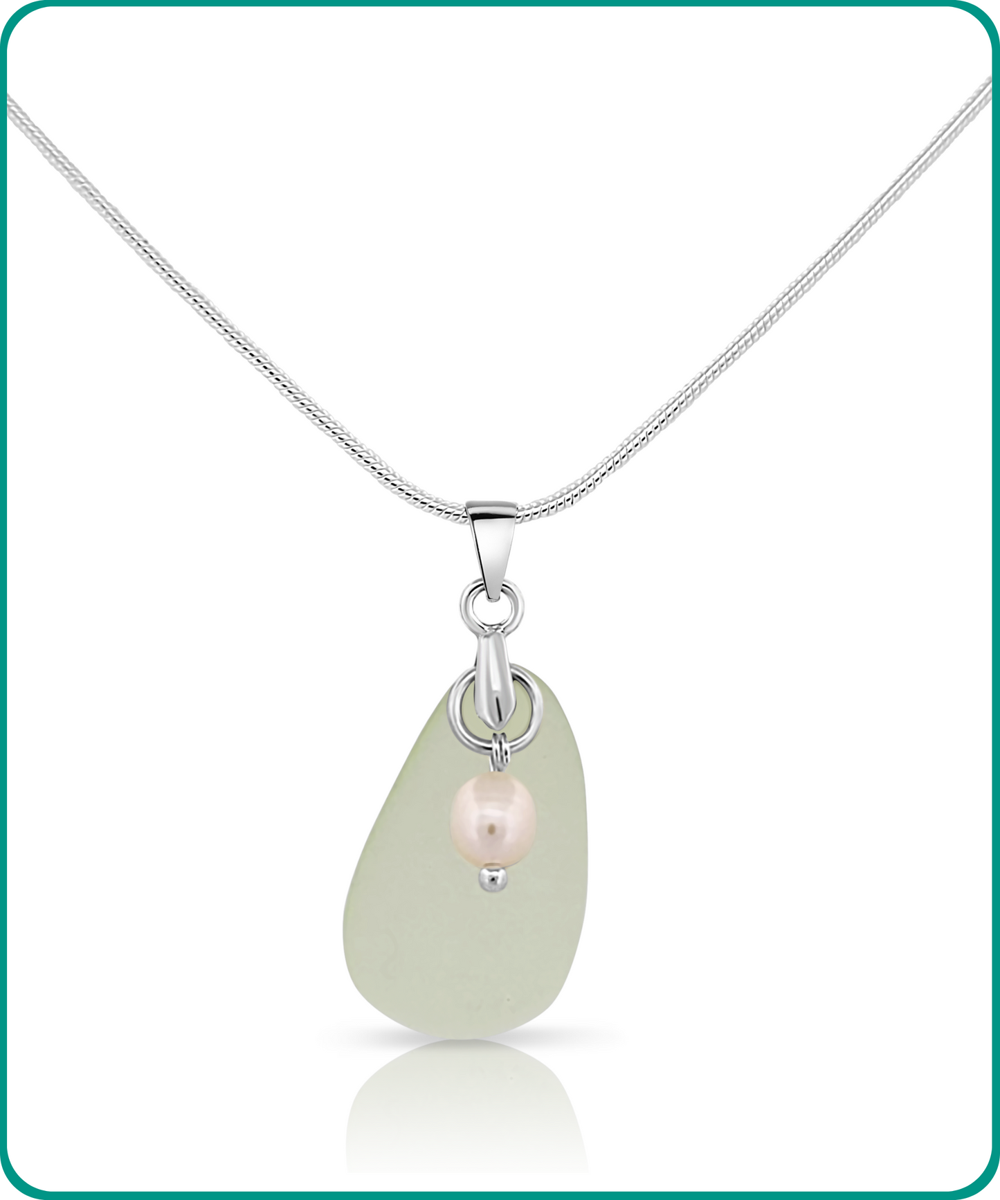 BESHEEK | Mint Green Seaglass Freshwater Pearl Necklace