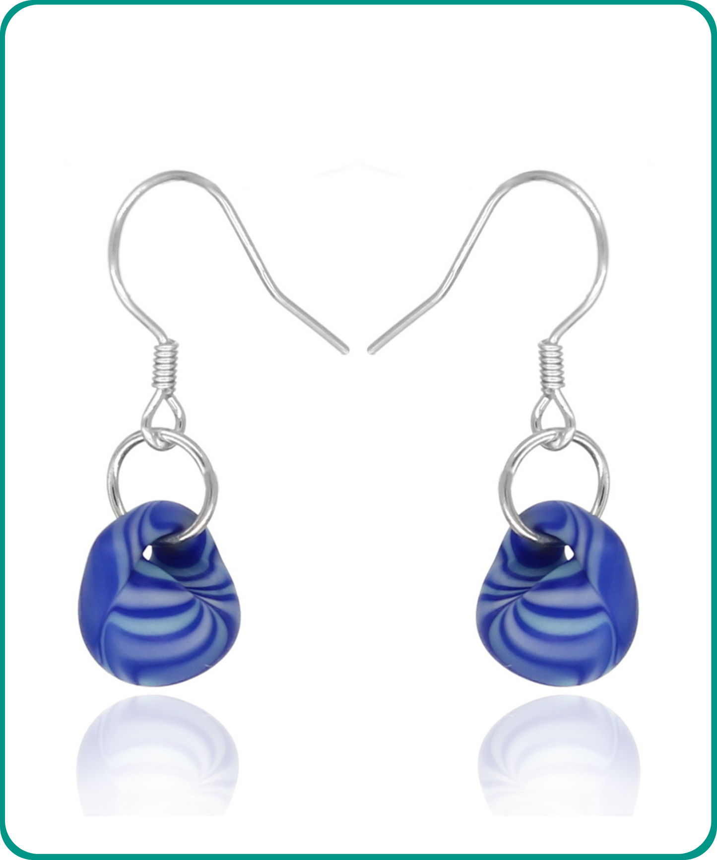 BESHEEK | Sterling Silver Ocean Waves Water Droplet Glass Earrings