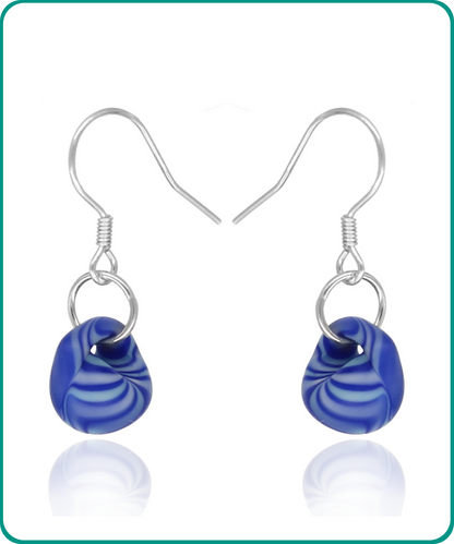 BESHEEK | Sterling Silver Ocean Waves Water Droplet Glass Earrings