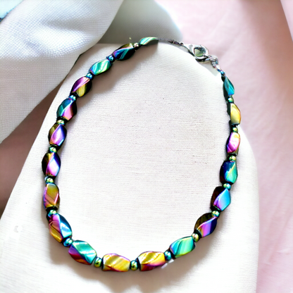 Magnetic Rainbow Vitrail Hematite Anklet KIT