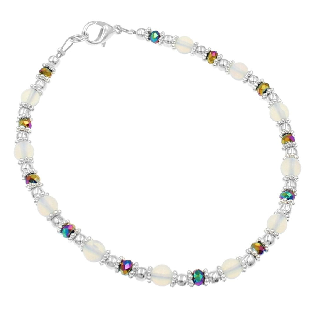 Bali Style Moonstone and Crystal Anklet