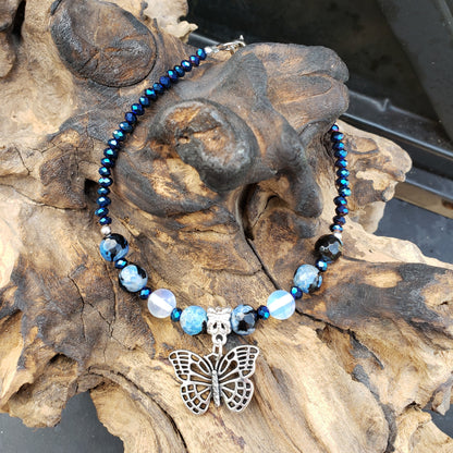 Blue Calsilica Butterfly Anklet KIT