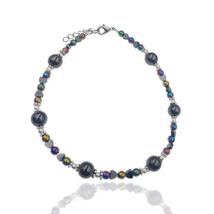 Silvertone & Hematite Heart Adjustable Anklet KIT
