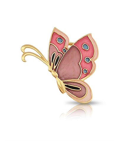 BESHEEK | Goldtone Pink Butterfly Magnetic Brooch