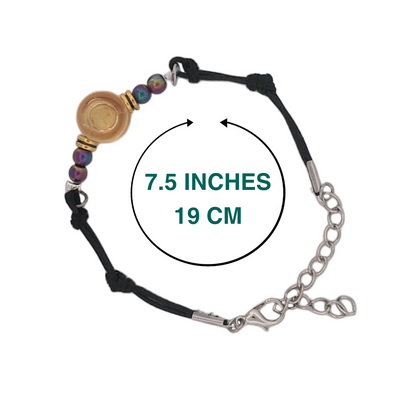 Rainbow Hematite and Sunrise Glass Button Woven Knot Bracelet for Women