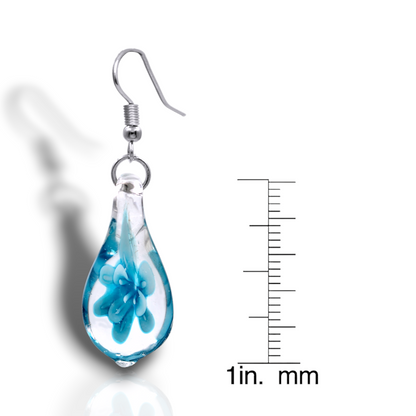 BESHEEK Murano-Style Glass Blue Border Swirl Twisted Leaf Earrings KIT