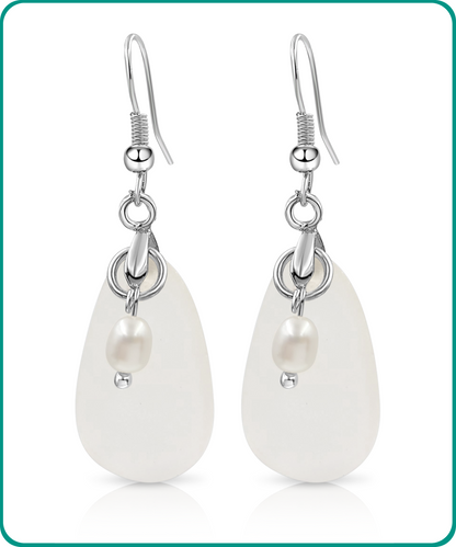 BESHEEK | Gorgeous Sterling Silver Frost Pearl Earrings