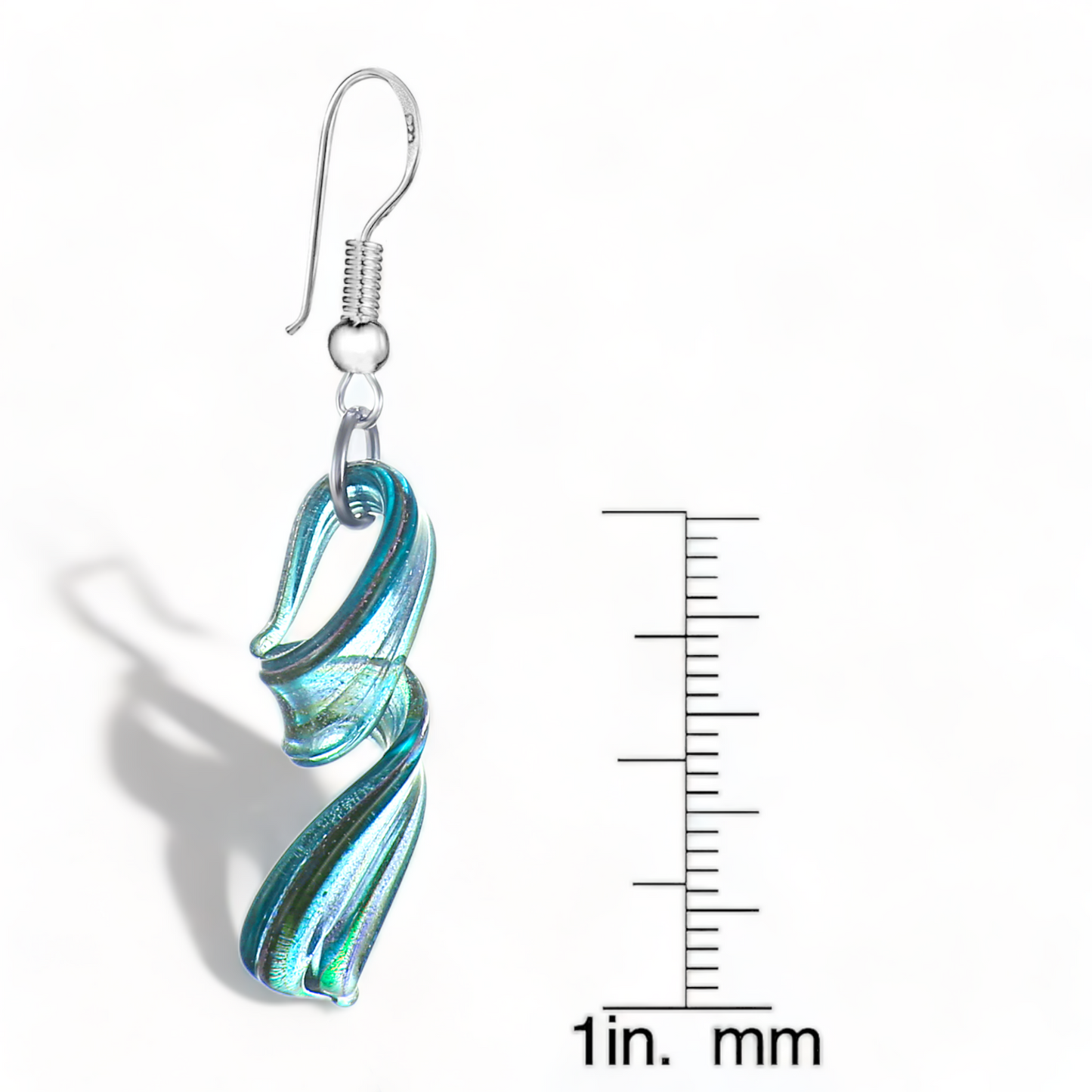 BESHEEK | Handmade Aqua Dreams Twisted Glass Sterling Silver Earrings