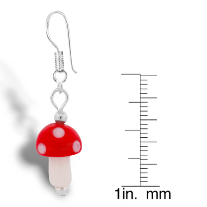 Glass Red and White Small Mushroom Earrings KIT