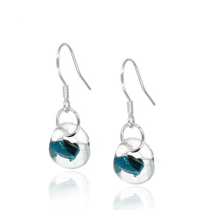 BESHEEK | Sterling Silver Teal Blue Water Droplet Glass Earrings