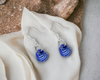 BESHEEK | Sterling Silver Ocean Waves Water Droplet Glass Earrings