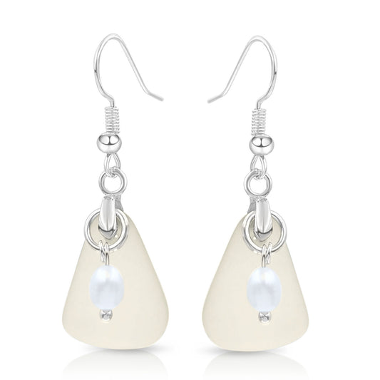 BESHEEK Sterling Silver White & Freshwater Pearl Seaglass Earrings KIT