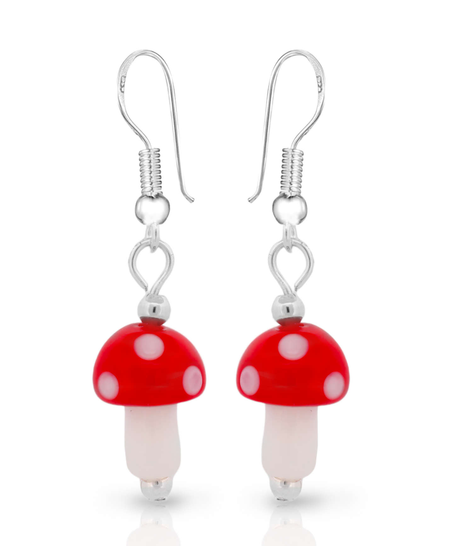 Glass Red and White Small Mushroom Earrings KIT