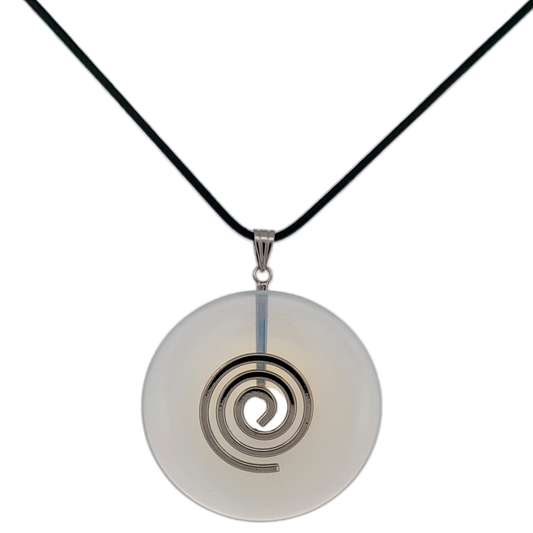 Moonstone Opalite Donut Pendant Necklace