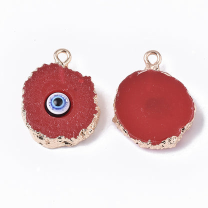 BESHEEK | Gold-edged Red Evil Eye Resin Pendant Necklace