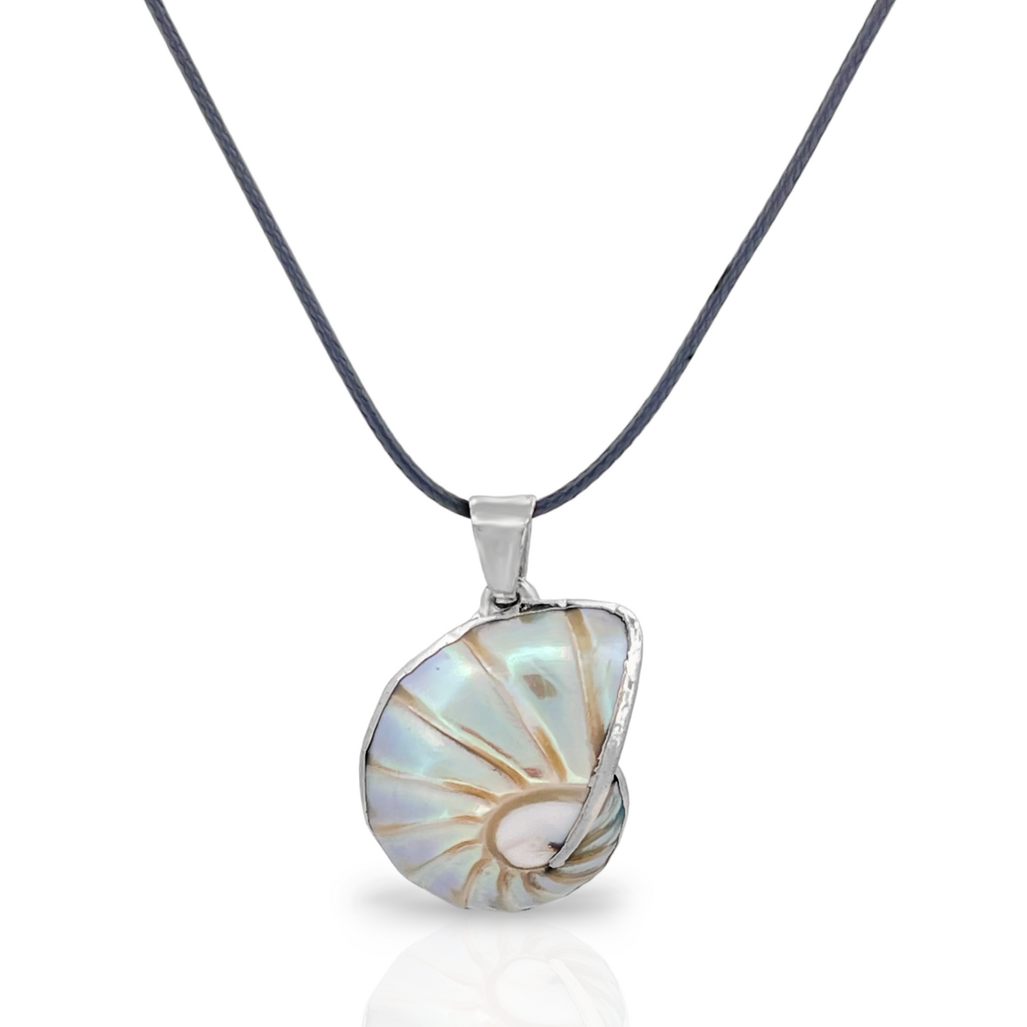 Cream Mother of Pearl Nautilus Shell Pendant Necklace