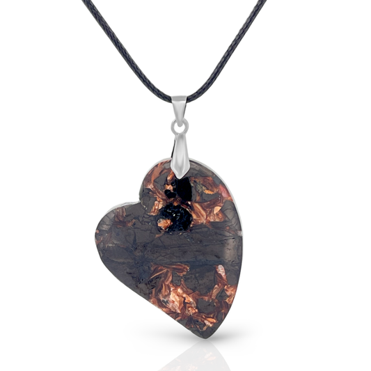 Black Sea Sediment Jasper and Bronzite Heart Pendant Necklace