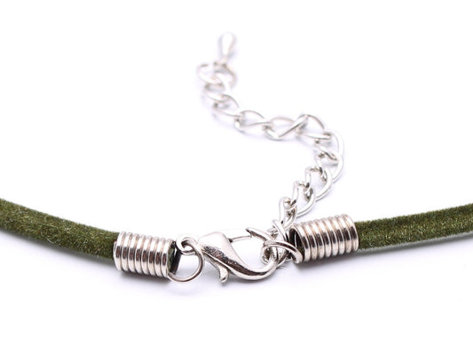 Elegant and Durable Olive Green Velvet Pendant Necklace Cord (Set of 2)