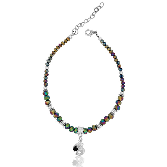 BESHEEK Rainbow Vitrail Crystal Dolphin Anklet | Handmade Hypoallergenic Beach Gala Wedding Style Jewelry