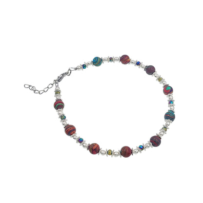 BESHEEK | Rainbow Calsilica Faceted Stone Artisan Beaded Anklet