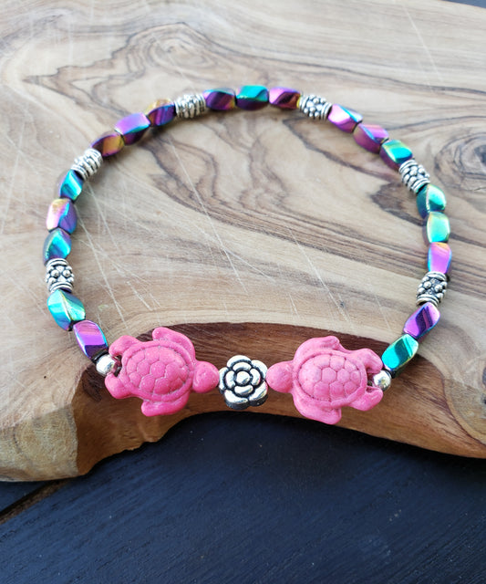 BESHEEK Magnetic with pink turtle | Handmade Hypoallergenic Beach Gala Wedding Style Jewelry