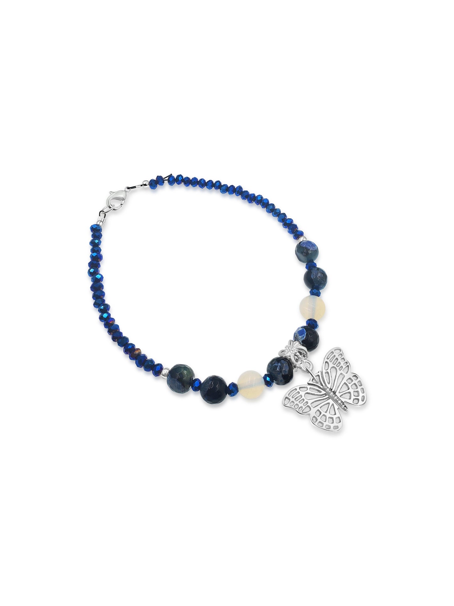 BESHEEK Blue Calsilica butterfly anklet | Handmade Hypoallergenic Beach Gala Wedding Style Jewelry