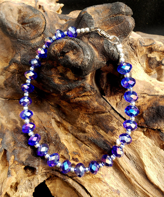 BESHEEK COBALT BLUE Crystal Anklet | Handmade Hypoallergenic Beach Gala Wedding Style Jewelry