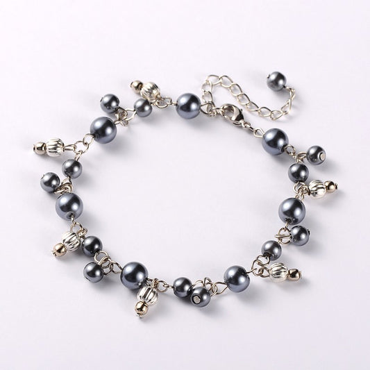BESHEEK Glass Pearl Beads Anklet | Handmade Hypoallergenic Beach Gala Wedding Style Jewelry
